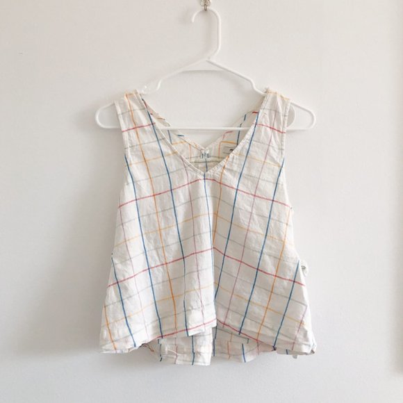 XXS Madewell Side-Tie Tank Top in Windowpane - Picture 2 of 7